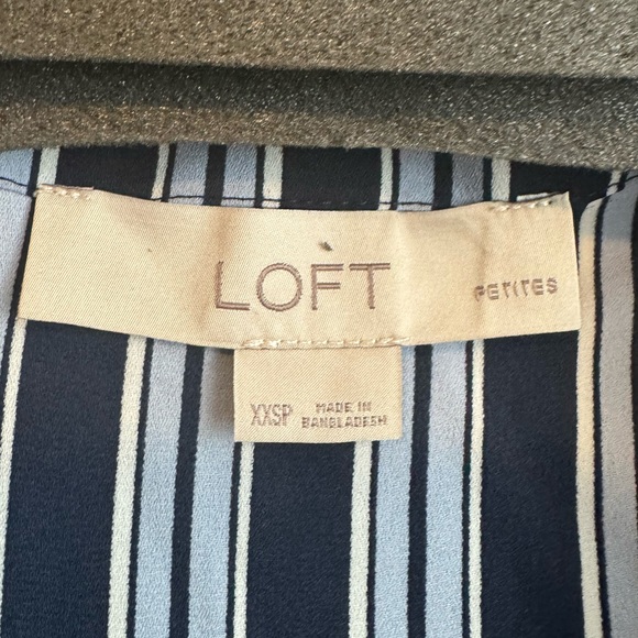 Loft Blue Striped Wrap Tie Top - Picture 5 of 9